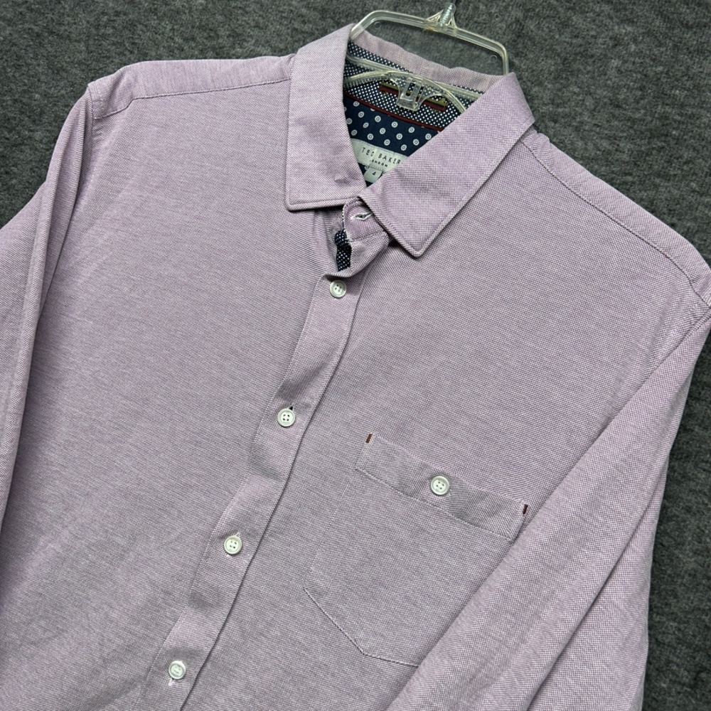 Ted Baker London Mens Purple Button Down Long Sleeve‎ Casual Shirt Size 4